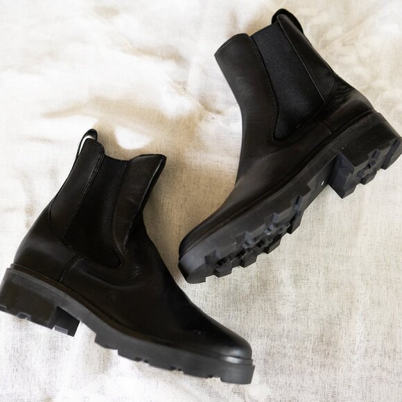 Madewell Boots WMNS 8 Leather The Wyckoff Chelsea Lugsole Witchy Black Pull On - Picture 2 of 7
